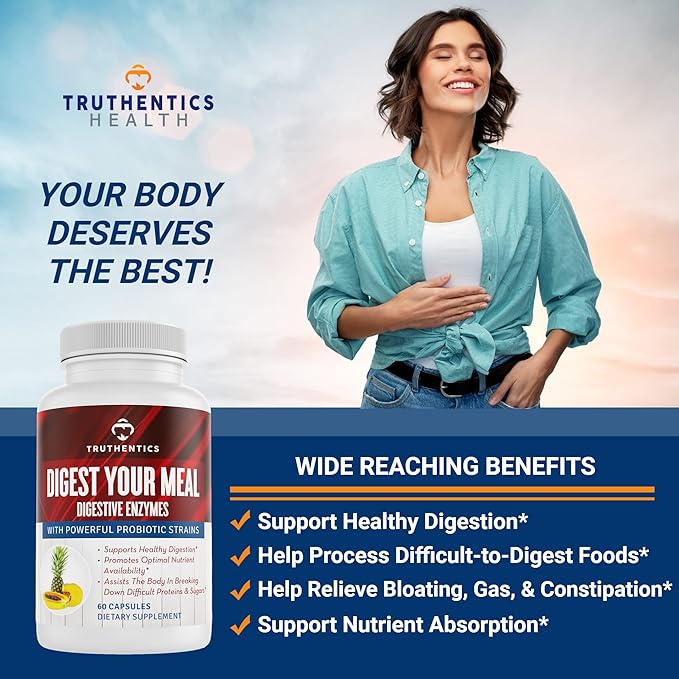 TRUTHENTICS Liver Health and Digestive Enzymes Bundle - Support for Liver Cleanse Detox Digestion Nutrient Absorption Occasional Gas and Bloating - Gluten Free Non-GMO