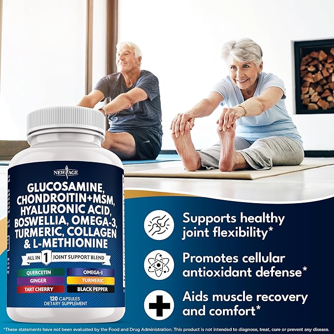 Glucosamine Chondroitin MSM Turmeric Curcumin Collagen Hyaluronic Acid Omega 3 – Health Supplement for Men &amp Women – 240 Count