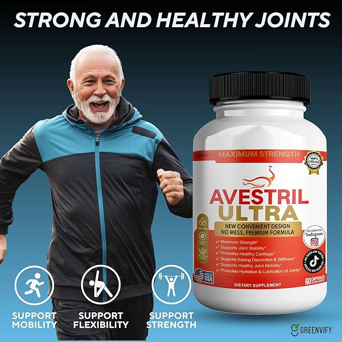 Avestril Ultra Joint Support Supplement Glucosamine Turmeric Chondroitin 60 Capsules (3)