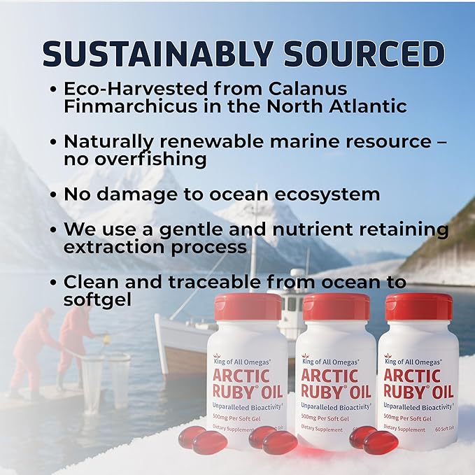 Arctic Ruby Oil - Omega 3 Supplement with Astaxanthin 2mg - Contains Essential Fatty Acids &amp Antioxidants - Supports Heart Brain Eye Skin Joint &amp Immune Health - 60 Softgels (3 Pack)