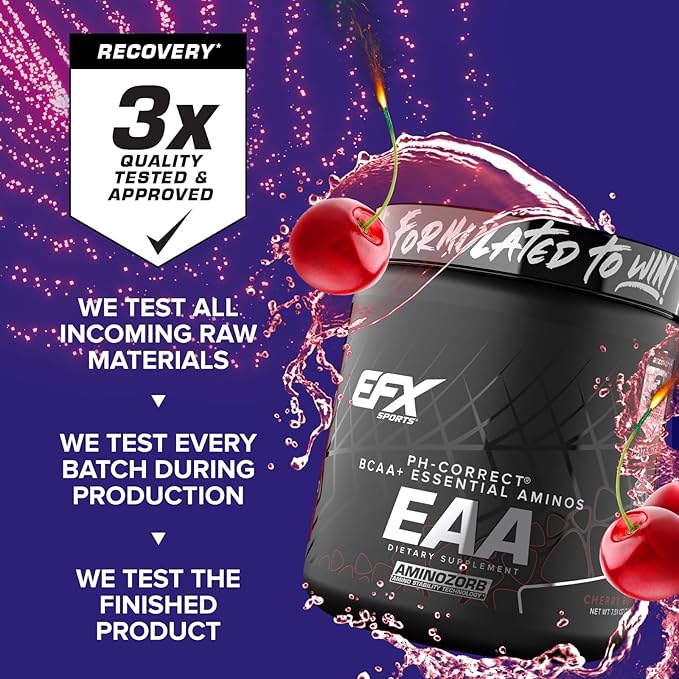 EFX Sports Training Ground EAA | Essential Amino Acids Supplement | Energy &amp Protein Synthesis | Pre Intra or Post Workout | 30 Servings (Cherry Bomb)
