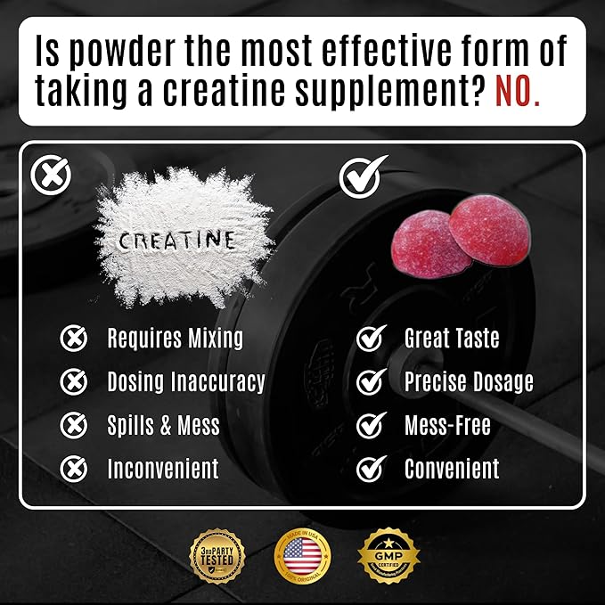 Ekkovision Creatine Monohydrate Gummies for Men and Women Orange Citrus Flavor Sugar Free Creatine Gummies for Pre Workout Muscle Strength and Recovery Vegan &amp Travel Friendly 300 Ct 60 Serv