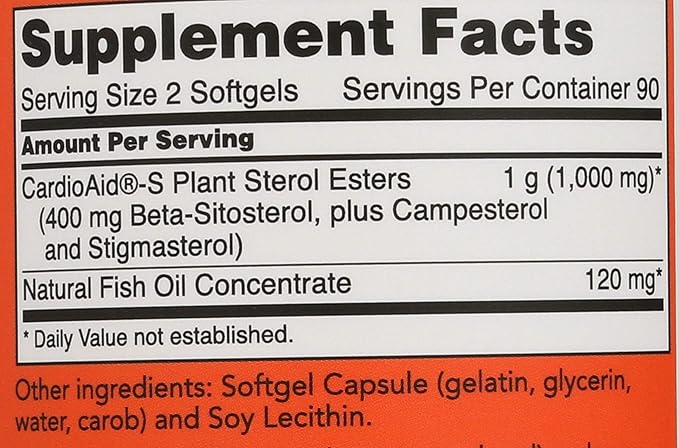 NOW FOODS SPO Beta-Sitosterol Plant Sterols with Fish Oil 180 Count