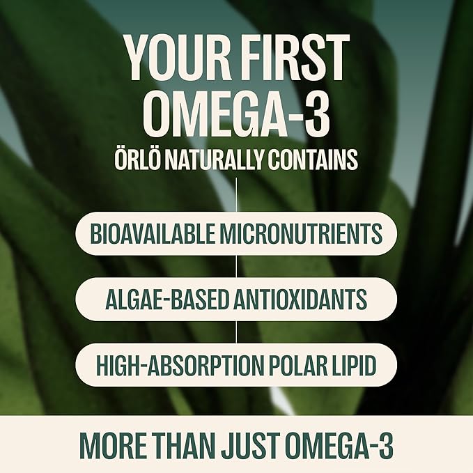 Orlo Vegan Omega 3 Algae Oil 1000mg - Natural Icelandic Nordic Omega-3 EPA &amp DHA Supplement - Fish Oil &amp Krill Alternative for Heart &amp Brain – 60 Easy-to-Swallow Burpless Mini Softgels &am