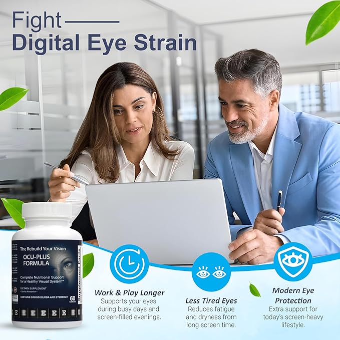 Ocu-Plus Formula – Eye Health Supplement with Lutein &amp Zeaxanthin – Supports Visual Clarity Night Vision &amp Macular Health – with Bilberry Ginkgo Biloba &amp NAC – 60 Capsules