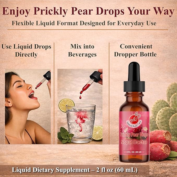 Prickly Pear Drops Concentrated Nopal Cactus Fruit Liquid Supplement with Vitamin B12 Antioxidants Betalains Vitamins &amp Trace Minerals 2 Fl Oz (Pack of 3)