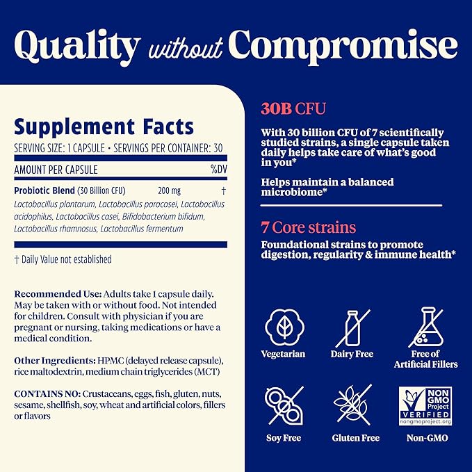 Enzymedica SubCulture Probiotics for Men and Women Capsules for Daily Gut Health 30 Billion CFU + 7 Live Strains Digestion Regularity &amp Immune Health Lactobacillus and Bifidobacterium 30 Co