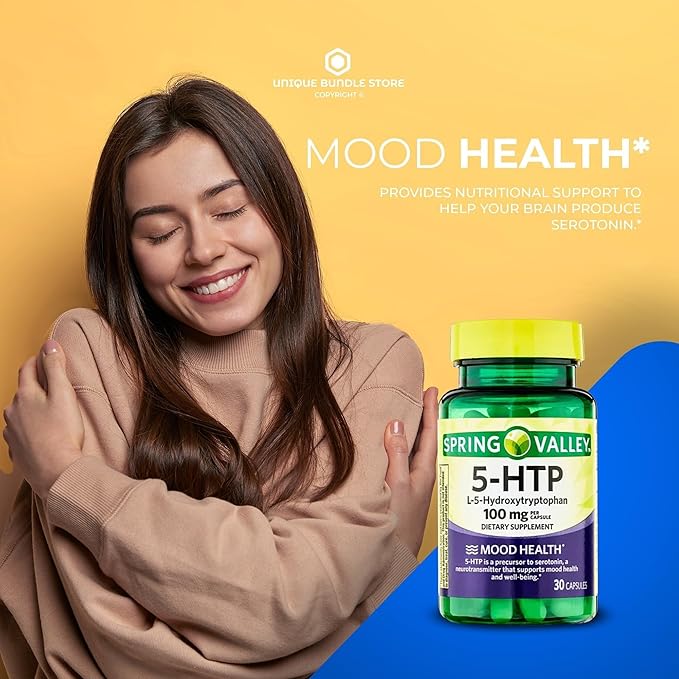 5-HTP 100 mg – 30 Capsules L-5-Hydroxytryptophan Supplement 5 HTP Tryptophan Support HTP-5 Supplement Gluten-Free and Dairy-Free Mood Wellness (Pack of 1)