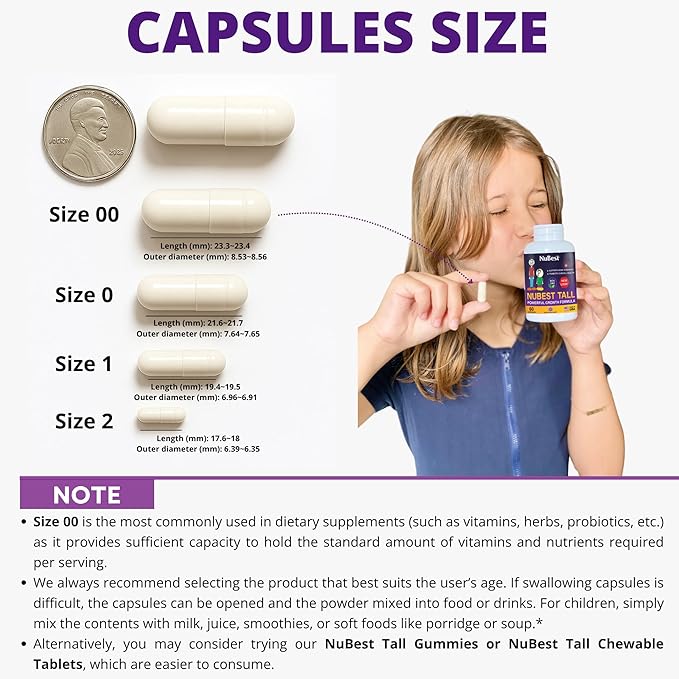NuBest Tall | Support Bone Strength Bone Health Enhanced Immune and Whole Body Wellness with Calcium Collagen and Herbs for Ages 5+ &amp Teens | 60 Capsules