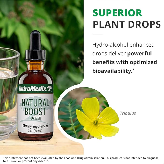 NutraMedix Natural Boost for Men - Amino Acids and Energy Support - Ginkgo Biloba Maca Root Saffron Extract Epimedium and L-Arginine - Men's Health Supplement (2oz / 60ml)