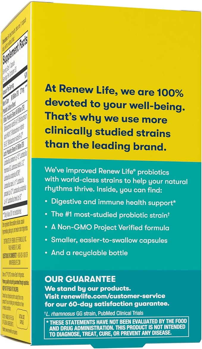 Renew Life Men's Care Probiotic Capsules Supports Mens Digestive Colon Immune and Respiratory Health L. Rhamnosus GG Dairy Soy and gluten-free 90 Billion CFU 30 Count