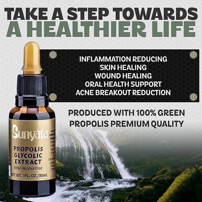 Sunyata Brazilian Green Bee Propolis Liquid Extract – No Alcohol Natural Immune Support &amp Antioxidant Concentrate 30ML (1 Pack)