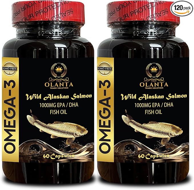 Fish Oil Premium - Dietary Supplement Natural Fish Oil Liquid softgels Supports Brain and Cognitive Function Non-GMO 2 Bottles 120 Capsules