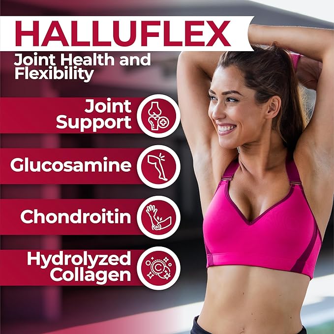 Hallusa Natural Halluflex Joint Support Supplement for Women &amp Men Glucosamine Chondroitin 2850mg 180 Capsules Plus Hydrolyzed Collagen Mobility Flexibility &amp Joint Health