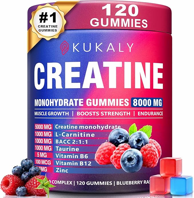 Creatine Monohydrate Gummies for Men &amp Women 8500MG Creatine Gummies Sugar Free Mixed Flavored with L-Taurine BCAA 2:1 B12 B6 for Boost Strength Focus &amp Endurance Vegan Non-GMO 120pcs