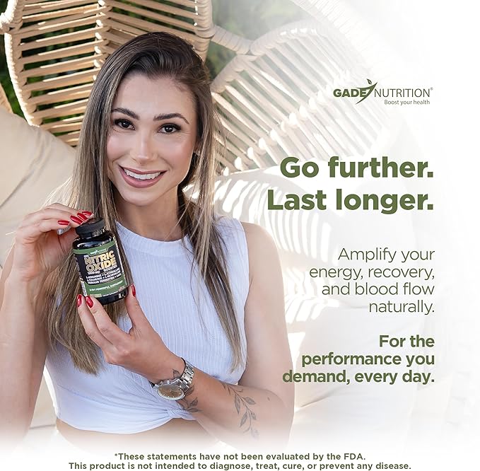 Gade Nutrition Nitric Oxide Supplement L Arginine Capsules – Energy Endurance &amp Performance - Pre Workout - Muscle Builder - with All Essential Amino Acid and Maca Root