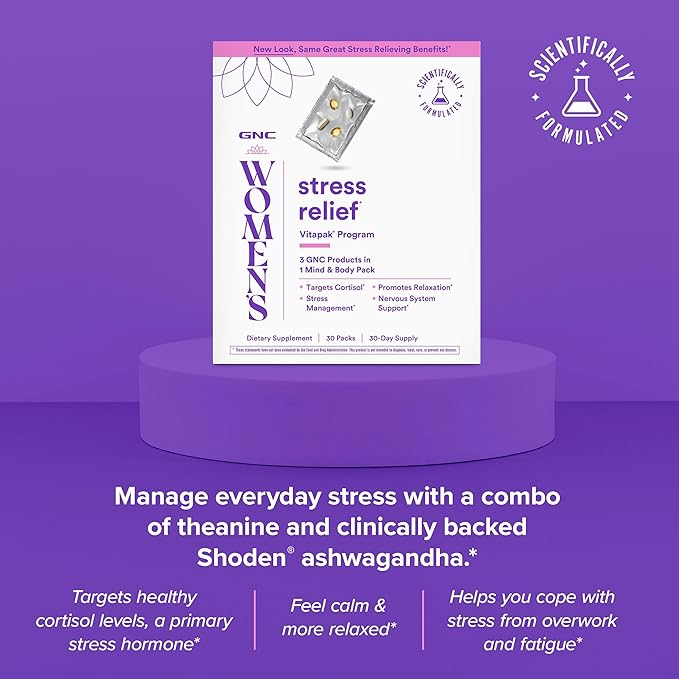 GNC Women's Stress Relief Vitapak Stress &amp Cortisol Management 30 Count