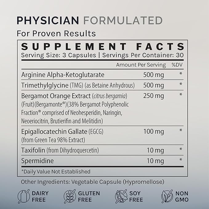 InfiniWell Enhance - Healthy Aging Longevity Supplement with Trimethylglycine (TMG)- Encourage Cellular Renewal &amp Mitochondrial Health - Help Promote Healthspan &amp Epigenetic Aging (90 Capsule