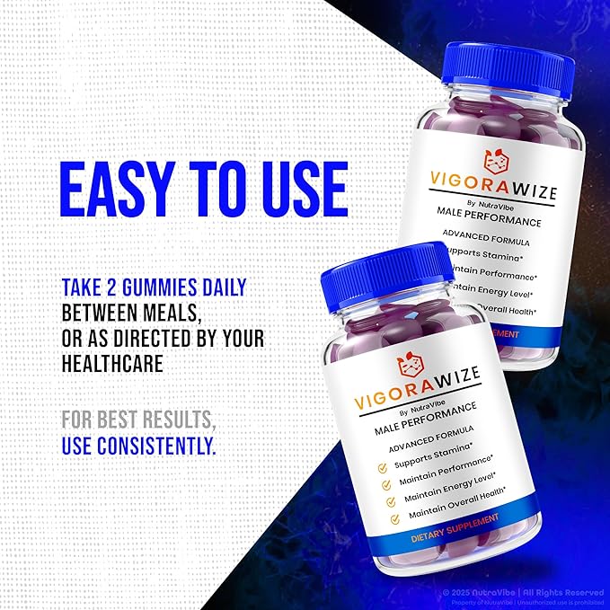 NutraRize Vigorawize Gummies for Men Premium Performance Male Gummies All Natural Formula to Support Energy Stamina &amp Drive Official Vigora Wize ME Gomitas Reviews (60 Gummies)