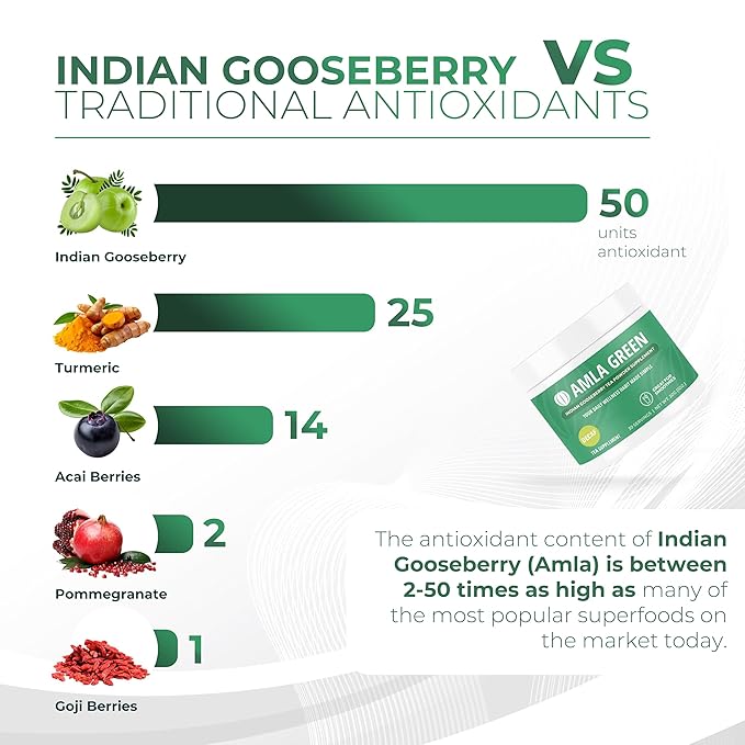 Amla Powder &amp Decaf Green Tea Superfood Supplement 20x Ultra Concentrated Amla Oolong Tea and Indian Gooseberries Organic Vegan 90 Servings
