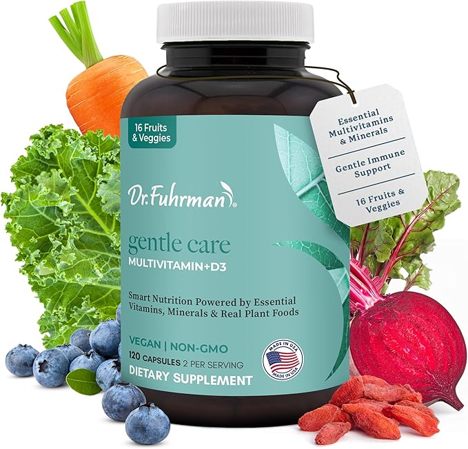 Dr. Fuhrman 2 Month Supply Multivitamin for All + D3 Vitamin for Immune Support | Vegan Formula Womens Multivitamin with B12 &amp Zinc | Whole Food multivitamin with 17 Fruits &amp Veggies