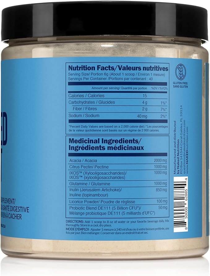 NAKED Gut - Daily Gut Health Supplement - Natural Gut Health Powder for Gut Cleanse Digestive Support GMO-Free Soy-Free Gluten-Free Vegan and Hypoallergenic 40 Servings