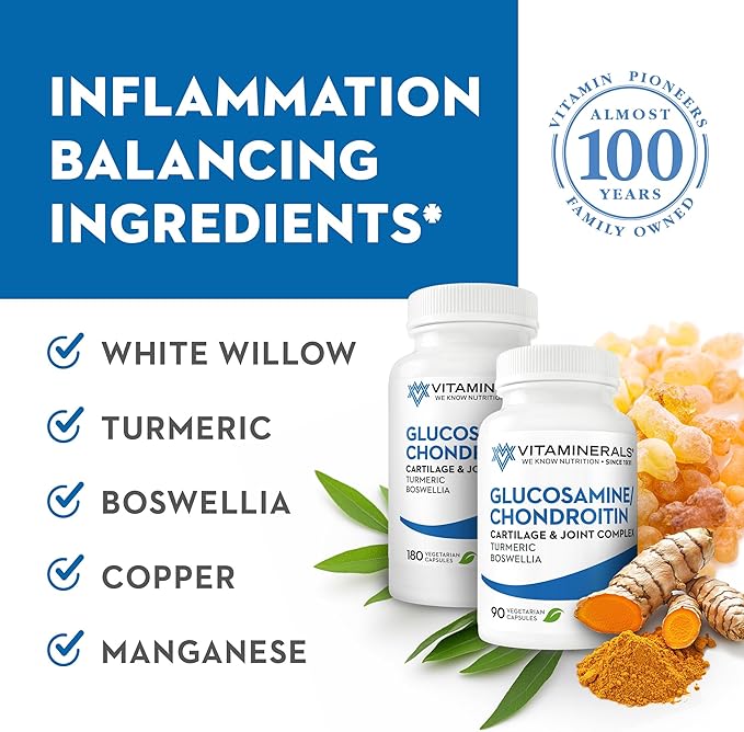 Vitaminerals® 128 Glucosamine Joint Support Glucosamine-Chondroitin Complex | Veggie Caps (180 Count)