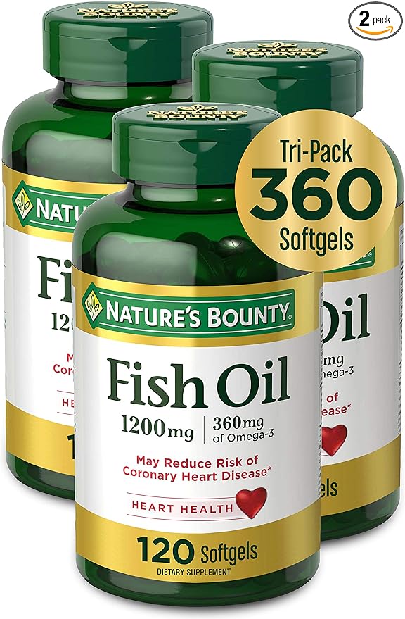 Nature’s Bounty Fish Oil 1200mg 360mg of Omega-3 120 (3 Pack  360 Total) Softgels 120 Softgels