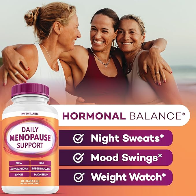 Menopause and Perimenopause Supplement for Women 10-1 Relief Formula for Hot Flashes Night Sweats Mood Energy &amp Hormone – DIM Ashwagandha Vitamin D DHEA Zinc Magnesium 3-Pack 210 Capsules