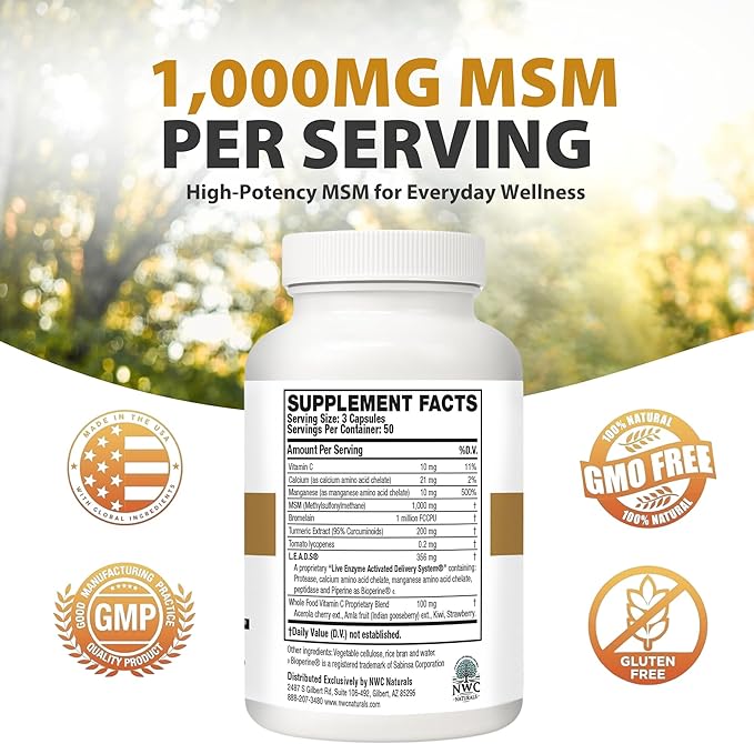 NWC Naturals MSM Gold Systemic Enzyme Supplement - 150 Cap - 2 Pack