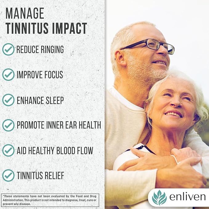 Tinnitus Relief Pills for Ear Ringing – Ear Tinnitus Relief for Ringing Ears with Flavonoids B12 &amp Inositol – for Pain in Ears &amp Health Support – 180 Caplets – Daily Ear Ringing Relief Supple