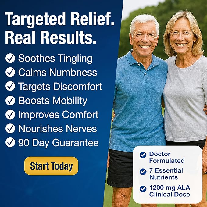 Nerve Health Supplement with 1200 mg Alpha Lipoic Acid to Fortify Nerve Health and Function in Fingers Hands Toes &amp Feet – 1200mg ALA Vitamins B12 B6 &amp B1 Magnesium – 30 Capsules