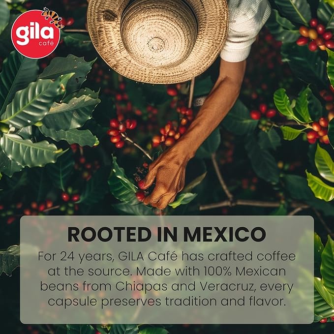 GILA Café Espresso Lungo Aluminum Coffee Capsules – Medium Roast Coffee Pods Compatible with Nespresso Original Machines – 100% Mexican Arabica with Hazelnut &amp Vanilla Notes 60 Count