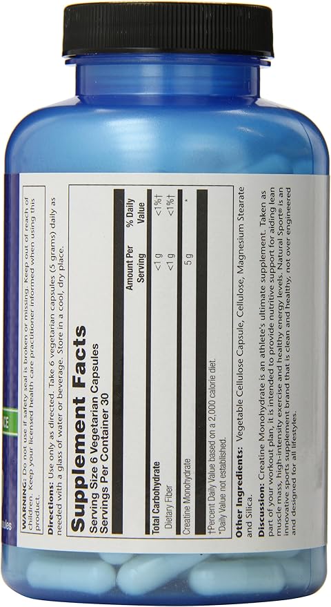 Natural Sport Creatine 5000 Vegetarian Capsules 180 Count