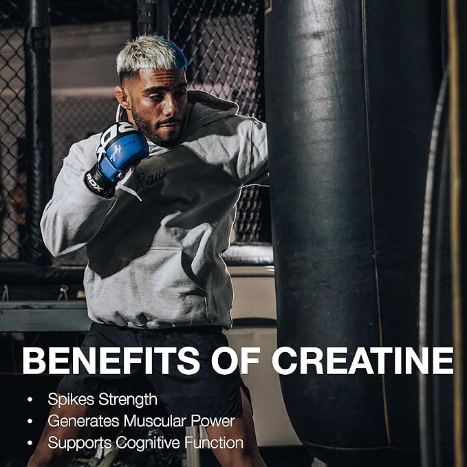 RAW Nutrition Creatine Monohydrate Powder Unflavored (100 Servings) - Micronized Creatine Monohydrate Supplement for Workout Performance Build Muscle &amp Strength - Creatine Powder for Men &amp W