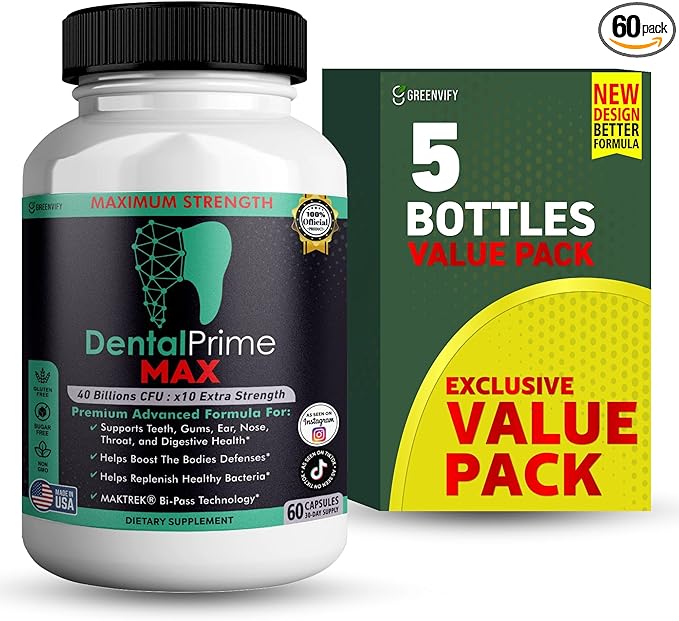 DentalPrime MAX Probiotic Supplement 40 Billion CFU MAKTREK Bi-Pass Technology 60 Capsules 30-Day Supply (5)