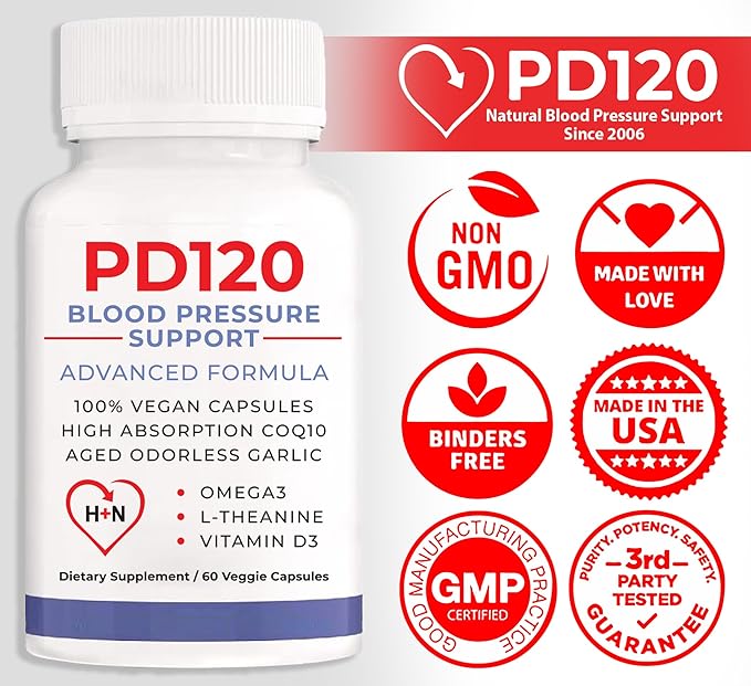 Natural Blood Pressure Support Supplement: 8-in-1 Formula With Black Odorless Garlic High-absorption CoQ10 (pack of 3)