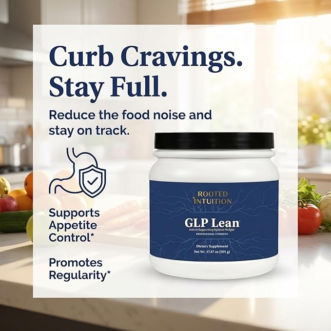 Rooted GLP-1 Fiber Supplement for Digestive Health &amp Appetite Support – High Fiber Powder with Akkermansia &amp F. prausnitzii Support – Gut Microbiome Balance Satiety &amp Regularity – GLP Lea