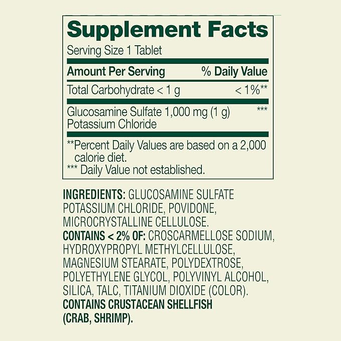 Spring Valley Glucosamine Sulfate Potassium Chloride Dietary Supplement Tablets for Joint Health 1000 mg 200 Count with SUREFECT Organizer
