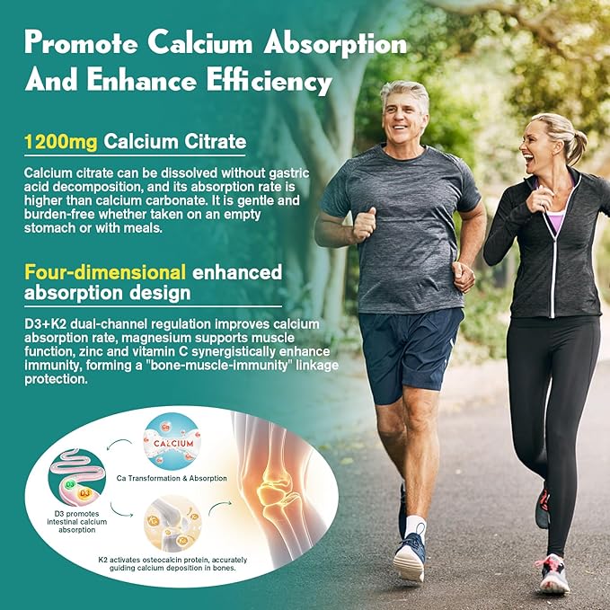 (2 Pack) 1200mg Calcium Citrate with Vitamin D3 Gummies Ultimate Absorption Chewable Calcium Citrate with Vitamin D3 K2 C Magnesium Zinc for Bone Muscle Immune Support- Raspberry 120 Gummies