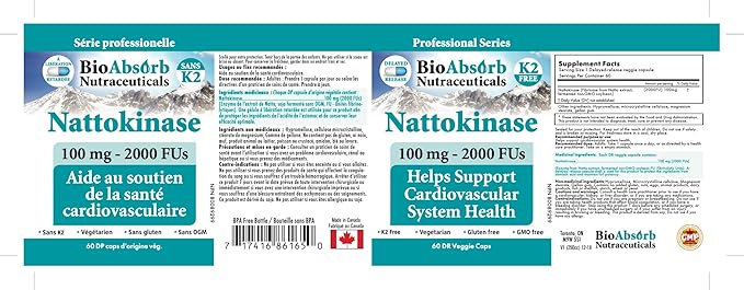 Bio Absorb Serrapeptase Enzyme 60 Caps - Nattokinase Supplement 60 Caps Bundle