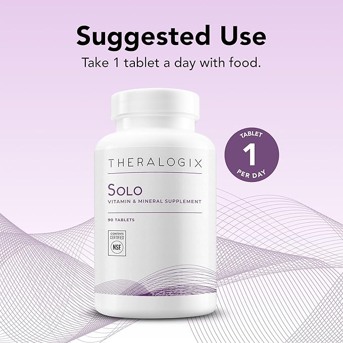 Theralogix Solo Multivitamin &amp Multimineral Supplement Without Iron - 90-Day Supply - Iron-Free Multivitamin - Support for Women &amp Men - Vitamin D3 Vitamin C &amp B Vitamins - NSF Certified