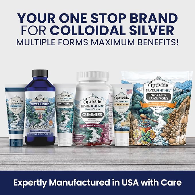 Optivida Colloidal Silver Liquid - 10 PPM Liquid Silver Immune Support Pure Nano Silver Hydrosol Liquid for Family Wellness - Natural Silver Water for Adults &amp Kids Non-GMO 3rd Party Tested - 1