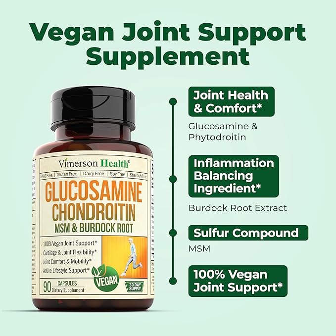 Vegan Glucosamine Chondroitin MSM Joint Support Supplement &amp Complete Multivitamin for Men