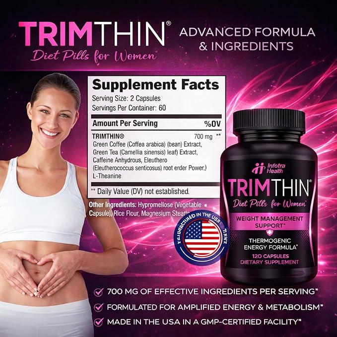 Diet Pills for Women - NEW Thermogenic Energy Formula for Weight Management -Manufactured in the USA 120 Capsules