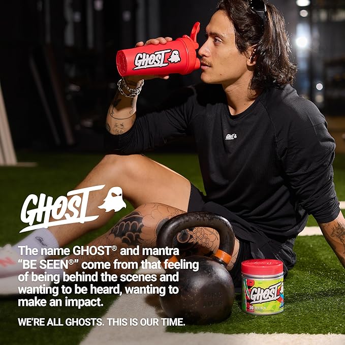 GHOST BCAA Powder Amino Acids Supplement Blue Raspberry - 30 Servings - Sugar-Free Intra Post &amp Pre Workout Amino Powder &amp Recovery Drink 7G BCAA