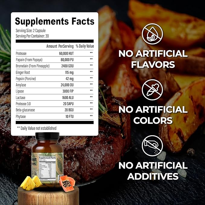 Santa Cruz Paleo Pre-Feast Digestive Enzymes Supplement Multi Enzyme for Women and Men Fiber Supplement for Gut Health &amp Digestive Health Gluten Free Keto Paleo Sugar Free 60 Capsules