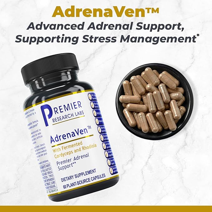 Premier Research Labs 30 Servings-AdrenaVen - Adrenal Health Supplement Supports Adrenal Gland Health and Stress Response - Organic Adrenal Health - 60 Plant-Source Capsules (Pack of 2)