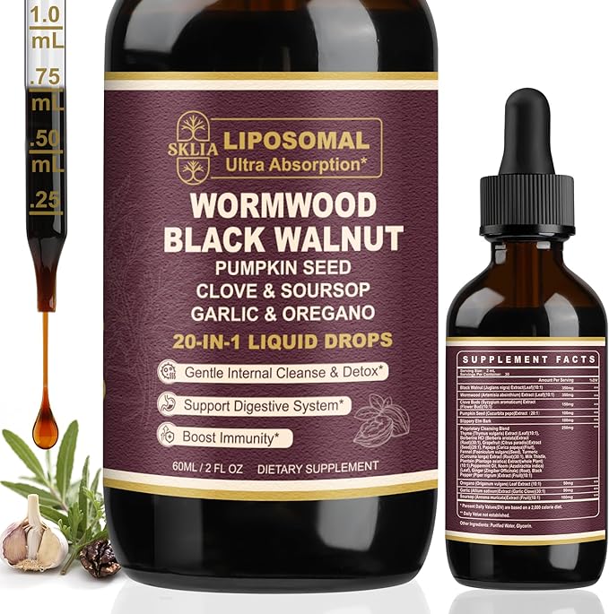 Beef Organ Supplement for Women + 20-in-1 Liposomal Wormwood Black Walnut Cleanse Drops Bundle | Grass-Fed Beef Organs Capsules &amp Herbal Liquid Drops