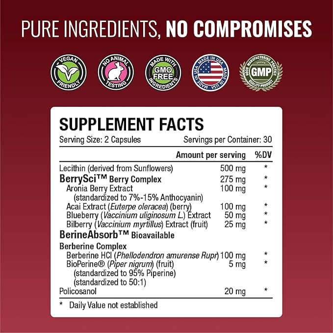 Approved Science Cholestrin - Lipid Level Support - Antioxidants Lecithin Berberine HCL Berries BioPerine - 60 Capsules - Pack of 3
